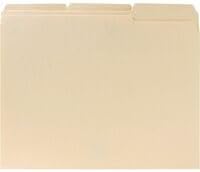 Business Source File Folder, 1/3 Cut Assorted Tab, 2-Ply, Letter, Manila