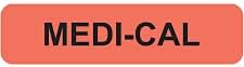 Mini Medical Allergic and Alert Labels, 5/16" x 1-1/2", Florescent Colors, self-Adhesive, ROLL of 500, (MEDI-Cal - RED)