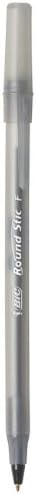 BIC Round Stic Xtra Precision Fine Black Ballpoint Pens, Medium Point (0.8 mm), 12-Count Pack, Excellent Writing Pens