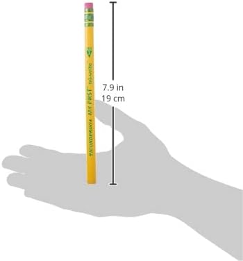 Ticonderoga My First Tri-Write Wood-Cased Pencils, Unsharpened, 2 HB Soft, With Erasers, Yellow, 36 Count