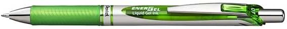 Pentel EnerGel RTX Retractable Liquid Gel Pen, (0.7mm) Metal Tip, Medium Line, Lime Green Ink, Box of 12 (BL77-K)