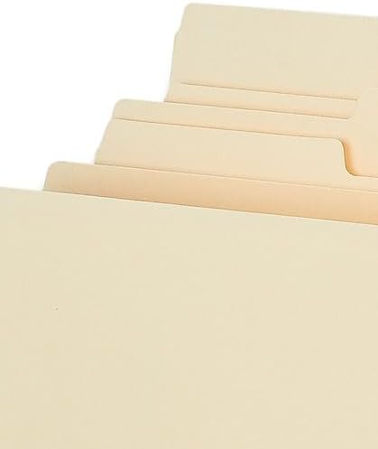 Staples File Folders, Legal Size, 1/3‑Cut Tabs, Assorted Positions, Manila, Durable Paper Stock, 50/Pack