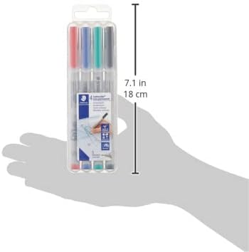 STAEDTLER Lumocolor Non-Permanent Universal Pen: Set of 4 Markers, Assorted Colors, Superfine Felt Tip 0.4mm - Multi Surface, Quick Dry & Water-Soluble Ink - For Home, School & Office
