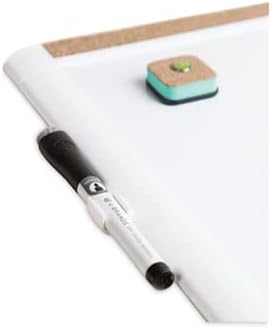 U Brands PinIt Combination Dry Erase Board White Board with White Frame, Office Supplies, Includes Marker and Magnet, 16” x 20”