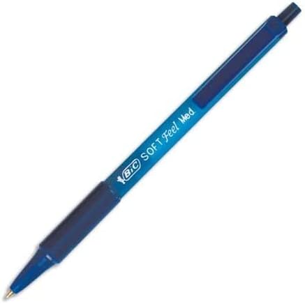 BIC(R Soft Feel(R) Retractable Ballpoint Pens, 1.0 mm, Medium Point, Blue Barrel, Blue Ink, Pack Of 12, BICSCSM11BE