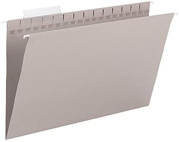 Smead TUFF® Heavy Duty Hanging File Folder with Easy Slide Tab,1/3-Cut Sliding Tab, 7 Times Stronger Than Standard Hanging Folders, Legal Size, Steel Gray, 18 per Box (64093)