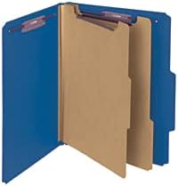 Smead Pressboard Classification File Folder with SafeSHIELD Fasteners, 2 Dividers, 2" Expansion, Letter Size, Dark Blue, 10 per Box (14032)
