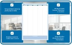 Sky Blue 5-Column Dry-Erasable Task, Goals & Objectives Wall Organizer Planner 56" tall x 36" wide - Vertical. Complete with Marker and Eraser