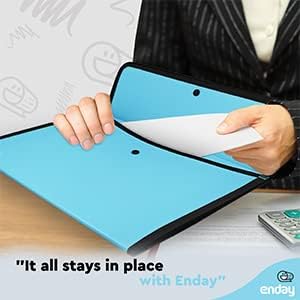 Square Flap Document Holder Blue, Expanding File Folder, A4 Letter Size Reusable Filling Envelopes, Snap Closure Wallet File Pouch Also Available in Pink, Purple, Green, Red, Grey, 1 Pc– By Enday