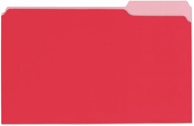 Universal Red Top Tab File Folder, Legal Size, 1/3 Cut, Pack of 100