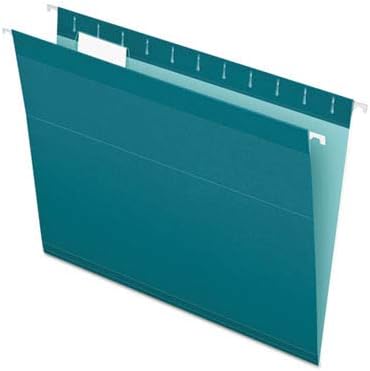Pendaflex Reinforced Hanging File Folders, Letter Size, Teal, 1/5 Cut, 25/BX (4152 1/5 TEA)