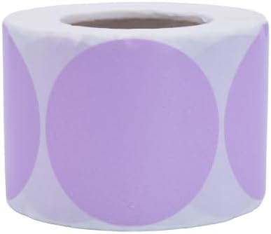 2 inches Round Colored Labels, 500 Labels per roll, Thermal Printer, writable, 7 Beautiful Colors Coding, Organization, Crafting. (Purple)