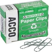 Jumbo - No. 4-1.6" Length - for Paper - Environmentally Friendly - 1000 / Pack - Silver-72525PK-Office Supplies