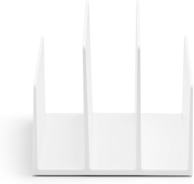 Poppin Fin File Sorter - 3-Compartment File Organizer, Sturdy and Durable Document Organizer, Sleek Design with Lacquer-like Finish, File Folder Organizer for Desk (White)