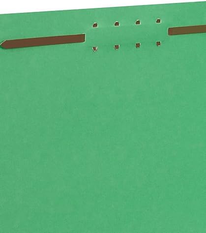 Staples Reinforced Tab Fastener Folder, Letter Size, Green Pressboard, Durable Construction, 50/Box