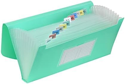 C-Line 13-Pocket Poly Expanding File, 10 x 5 Inches, Junior Size for Receipts and Checks, Includes Tabs, 1 File, Color May Vary (58710) (Pack of 12)