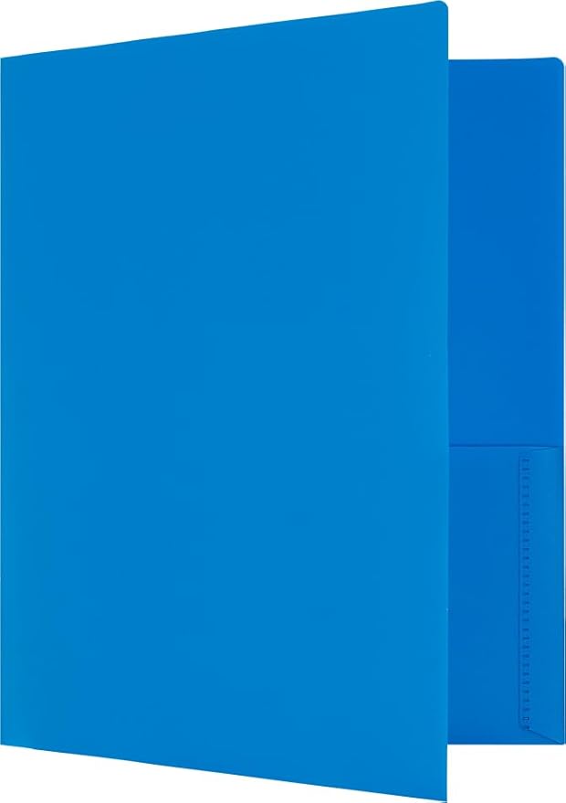 JAM PAPER Heavy Duty Plastic 2 Pocket Extra Tough School Folders - Assorted Primary Colors - 12 Folders/Pack (2 Assorted Packs of 6)