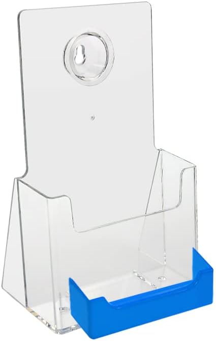 Source One 4 X 9 Inches Tri Fold Brochure Holder with Business Card Holder (1 Pack, Blue Pocket)