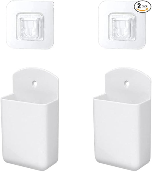 Wall Mount Remote Control Holder, 2 Pcs Media Player Controller Holder, Air-Conditioner & TV Remote Organizer Caddy Box for Home Nightstand Office Desk School Supply Storage (Small)