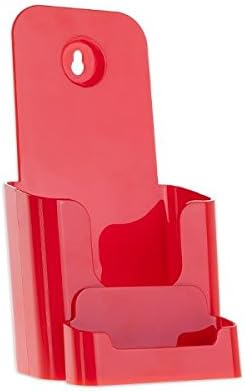 Source One 4 X 9 Inches Tri Fold Brochure Holder with Business Card Holder (50 Pack, Red)