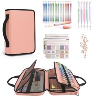 Bible Cover,Pink Large Bible Bag for Women, Study Supplies Journaling Kit Book Carrying Case with Bible Highlighters Shoulder Strap Christian Gifts