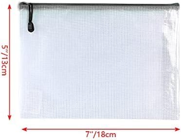 Plastic Mesh Zipper Pouch Document Folders Bag Zip File Bags for Office Supplies Storage-15 Pcs (Multicolor, 5"x 7")