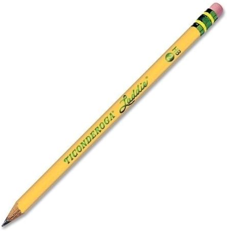 Ticonderoga Laddie Wood-Cased Pencils, #2 HB Soft, With Erasers, Yellow, 12 Count