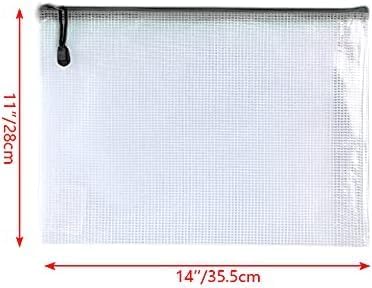 Plastic Mesh Zipper Pouch Document Folders Bag Zip File Bags for Office Supplies Storage-15 Pcs (Multicolor, 11"x 14")