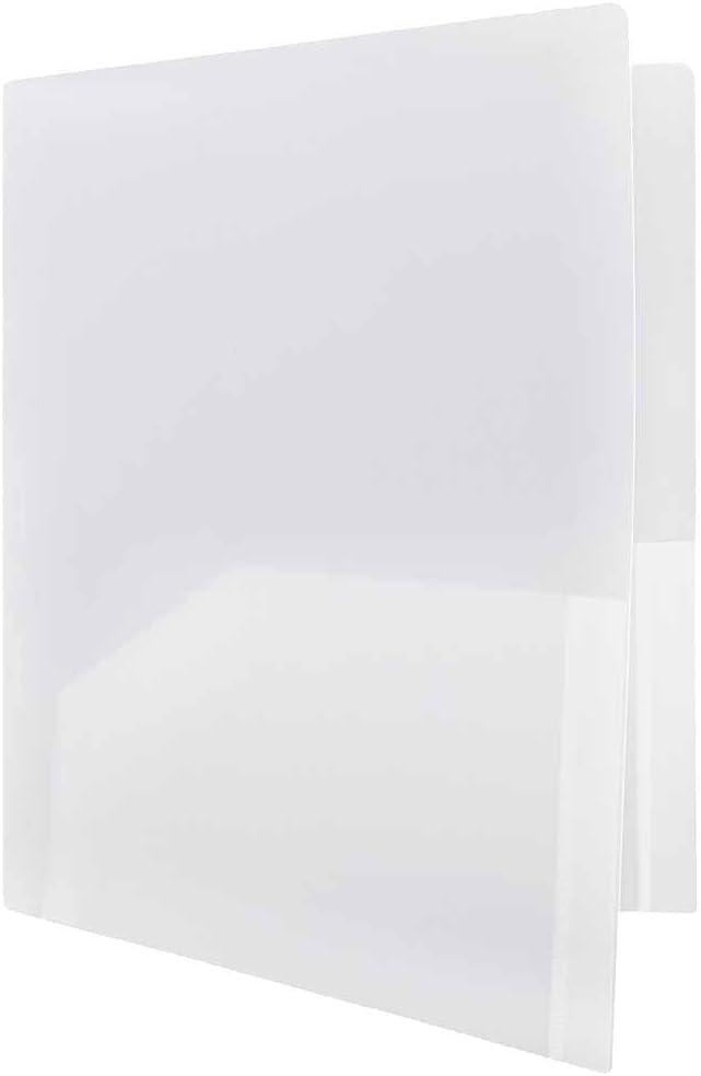 JAM PAPER Heavy Duty Plastic 2 Pocket Extra Tough School Folders - Clear - 12/Pack