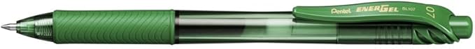 Pentel Energel X Retractable Liquid Gel Roller, 0.7mm Medium Point Size, Green Ink, Box Of 12