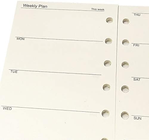 A7 Planner Refill, A7 Agenda Refill for Filofax,6 Hole/100gsm,4.84 x 3.23'', Harphia(Weekly Plan)