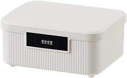 AnRui 2.3 Gallon Lockable Storage Container Bin, Portable Plastic Safe Box with Lock Usable As Item Organizer, Art Craft Or Office File Storage (Milk White)