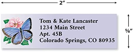 Colorful Images Brilliant Butterflies Return Address Mailing Labels, Personalize with Name & Addresses, Set of 240 Self Adhesive, Easy Peel Flat Label Sheets, ⅝” x 2”, 6 Designs