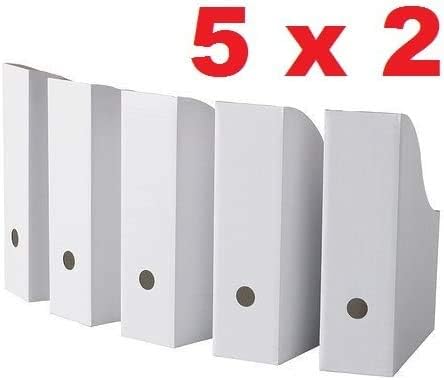 ROYALNA (10 PACK) White Magazine File Folder Holder, Magazine Organizer, Document Organizer, Storage Box (10)