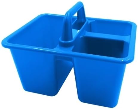 Mini Supply Caddy, School and Art Storage Organizer, 4 Pack Plastic Storage Bins in Bright Colors, Purple, Pink, Blue, Turquoise Plus Bonus Item.