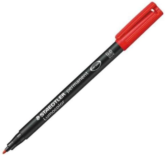 STAEDTLER 317-2 Lumocolor Universal Permanent Medium Pens - Red, Pack of 10 (317-2 VE)