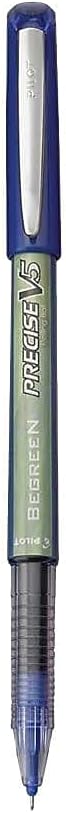 PILOT Precise V5 BeGreen Liquid Ink Rolling Ball Stick Pens, Extra Fine Point (0.5mm) Blue Ink, 12-Pack (26301)