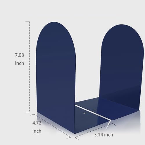 Lulonpon 8 Pieces Book Ends, Bookends, Books Stand, Metal Bookend for Shelves, Blue Book Ends for School, Library, Desktop Organizer