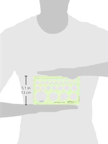 Alvin, TD435, Senior Circle Guide Template, Drawing and Drafting Tool - 42 Circles, 5 x 8 x .030 Inches