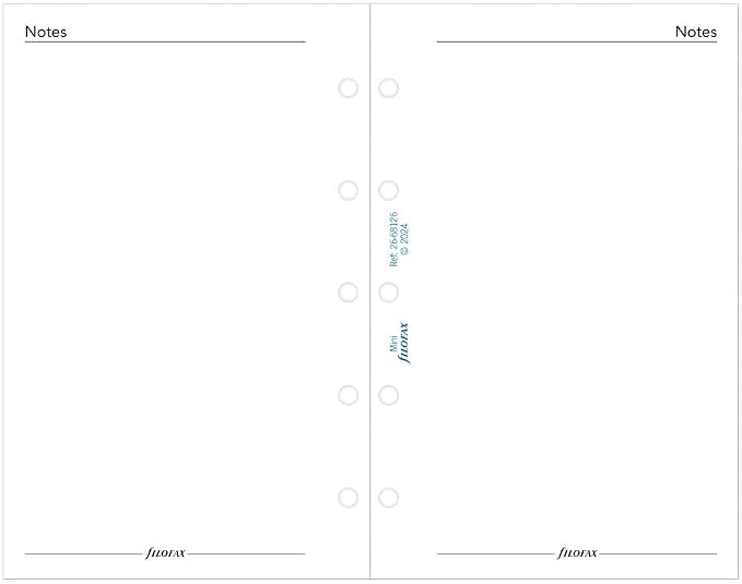 Filofax Calendar Diary Refill, Mini Size, Week on One Page, White Paper, Unruled, English, 2026 (C68126-26)
