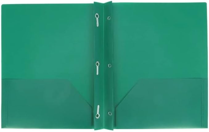 Back to School.Aurora LLC.School,Office Supplies.Plastic Folders with Prongs and Two Pockets(Green)