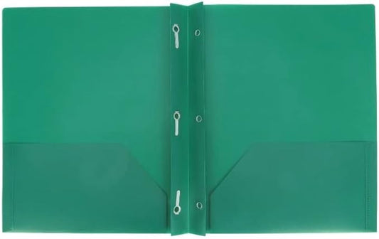 Back to School.Aurora LLC.School,Office Supplies.Plastic Folders with Prongs and Two Pockets(Green)