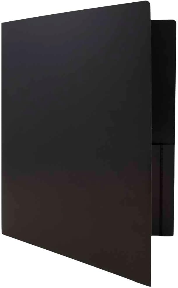 JAM PAPER Heavy Duty Plastic 2 Pocket Extra Tough School Folders - Black - 24/Pack