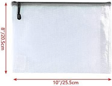 Plastic Mesh Zipper Pouch Document Folders Bag Zip File Bags for Office Supplies Storage-15 Pcs (Multicolor, 8"x 10")
