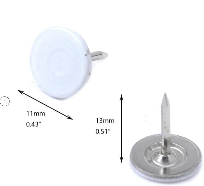 100 Pcs Thumb Tacks White Flat Rounded 11mm/0.43" Nailhead L13mm/0.51" Decorative Pin Push Pins Home/Office for Bulletin Board,Notice Board/Map Nails,Tape Adhesives Fasteners