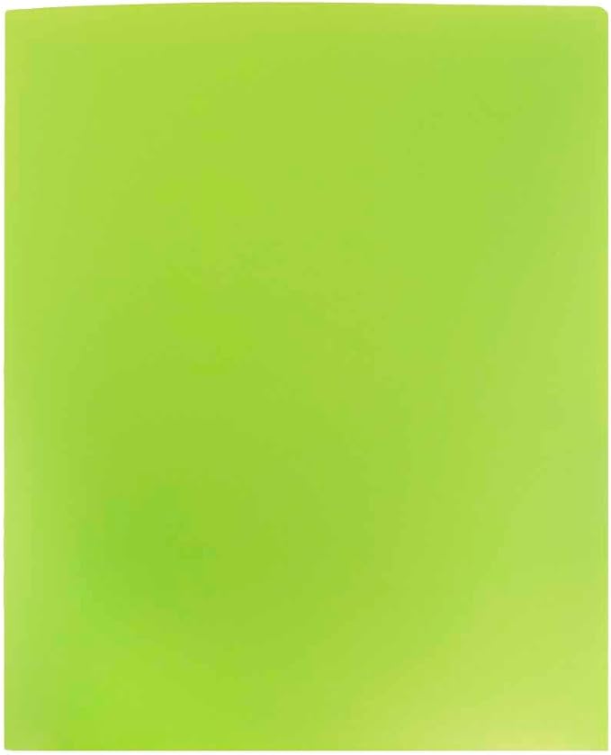 JAM PAPER Heavy Duty Plastic 2 Pocket Extra Tough School Folders - Lime Green - Bulk 48/Pack
