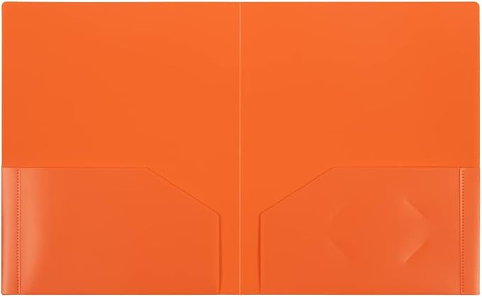 JAM PAPER Heavy Duty Plastic 2 Pocket Extra Tough School Folders - Orange - 6/Pack