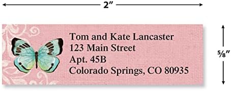 Colorful Images Butterfly Return Address Mailing Labels, Personalize with Name & Addresses, Set of Self Adhesive, Easy Peel Flat Label Sheets (Beauty-Small)
