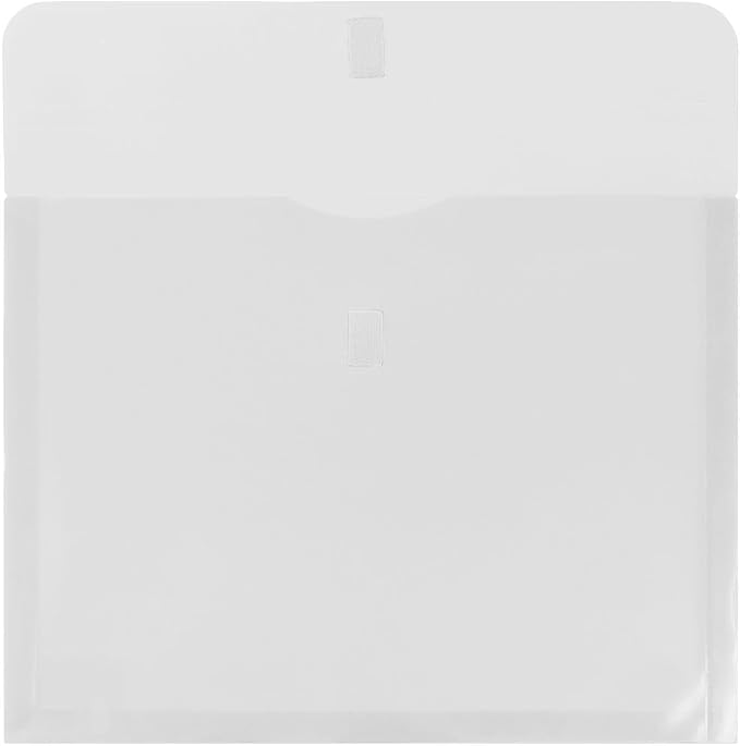 JAM PAPER Plastic Expansion Envelopes with Hook & Loop Closure - Letter Booklet - 9 3/4 x 13 with 1 Inch Expansion - Clear - 3/Pack