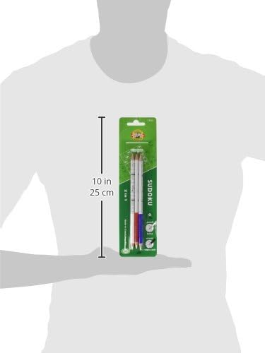 Koh-I-Noor 2B Sudoku Graphite Pencil with Eraser (Pack of 3), blue